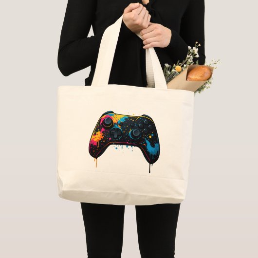 Farbenfroher Gamecontroller-Aufkleber  Jumbo Stoffbeutel (Vorderseite (Produkt))