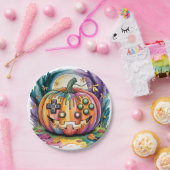 Farbenfroher Gamer Pumpkin Halloween Bash Pappteller (Party)