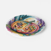 Farbenfroher Gamer Pumpkin Halloween Bash Pappteller (Schrägansicht)