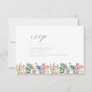 Farbenfroher Garten Blus Aquarell Wildblume Hochze RSVP Karte