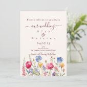 Farbenfroher Garten Boho Wildblume Auf Perle Einladung (Stehend Vorderseite)
