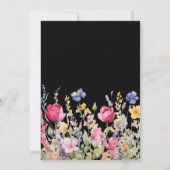 Farbenfroher Garten Boho Wildblume Auf Schwarz Einladung (Rückseite)