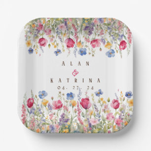 Farbenfroher Garten Boho Wildblumen-Papierteller Pappteller