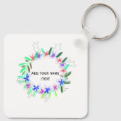 farbenfroher Gartenkranz Weihnachtsweihnachtsnacht Schlüsselanhänger (Rückseite)