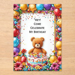 Farbenfroher Geburtstags-Feier-Rahmen Acryleinladungen