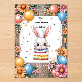 Farbenfroher Geburtstagsfeier-Rahmen Acryleinladungen