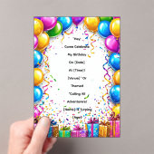 Farbenfroher Geburtstagsfeier-Rahmen Acryleinladungen (Insitu (Handheld))