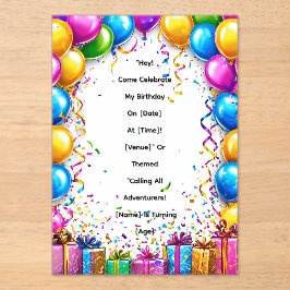 Farbenfroher Geburtstagsfeier-Rahmen Acryleinladungen