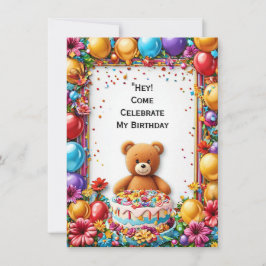 Farbenfroher Geburtstagsfeier-Rahmen Einladung