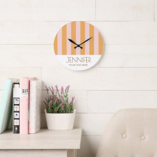 Farbenfroher, gelber Farbblock Moderne Streifen Große Wanduhr