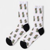 Farbenfroher geometrischer Hund Socken (Linkes Detail)