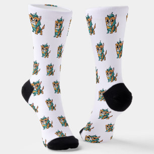 Farbenfroher geometrischer Hund Socken