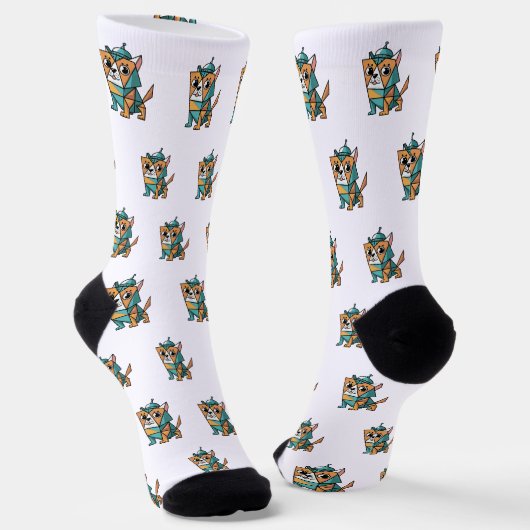 Farbenfroher geometrischer Hund Socken (Gewinkelt)