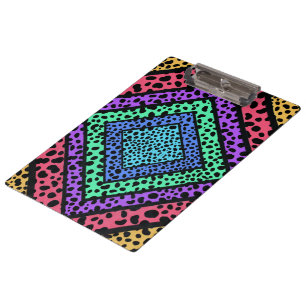 Farbenfroher geometrischer Regenbogen Gepard Tierd Klemmbrett