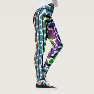 Farbenfroher geometrischer Regenbogen-Giraffen-Tie Leggings