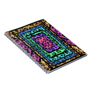Farbenfroher geometrischer Regenbogen-Jaguar-Tierd Notizblock