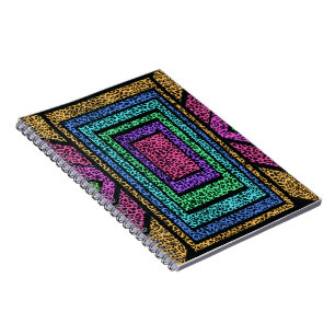 Farbenfroher geometrischer Regenbogen-Leoparden-Ti Notizblock