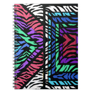 Farbenfroher geometrischer Regenbogen Weißer Tiger Notizblock