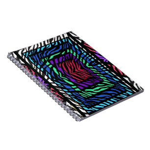 Farbenfroher geometrischer Regenbogen-Zebra-Tierdr Notizblock