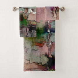 Farbenfroher Gestein dominierte Lachs zu grünlich  Badhandtuch Set