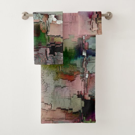 Farbenfroher Gestein dominierte Lachs zu grünlich Badhandtuch Set (Insitu)