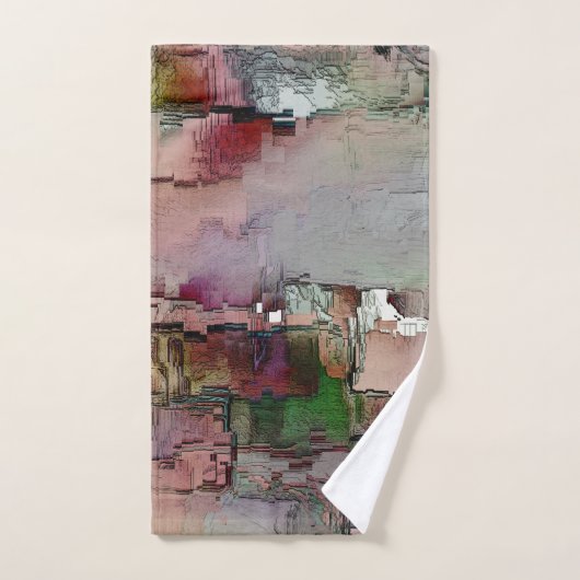 Farbenfroher Gestein dominierte Lachs zu grünlich Badhandtuch Set (Handtuch)