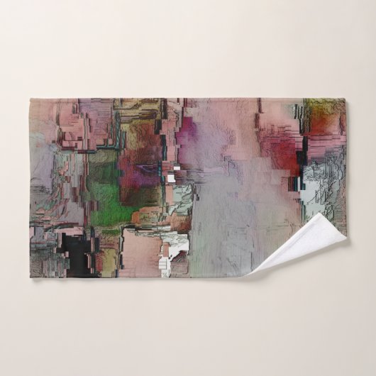 Farbenfroher Gestein dominierte Lachs zu grünlich Badhandtuch Set (Handtuch)