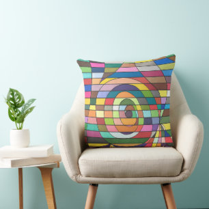 Farbenfroher gestreifter Abstract mit Spiralzentru Kissen