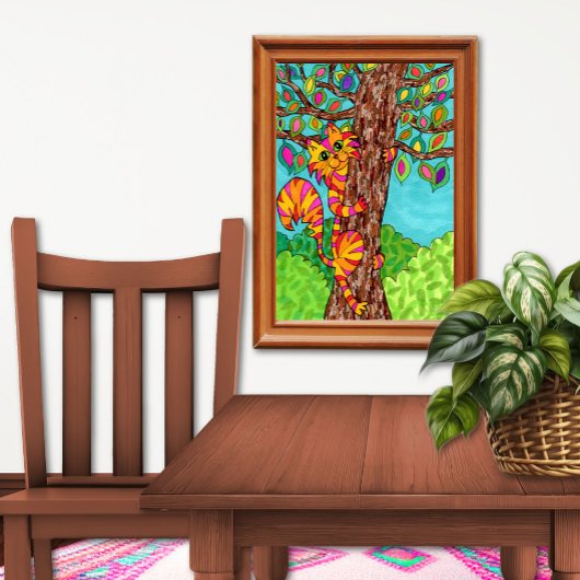 Farbenfroher gestreifter Katzenbaum Niedlicher Spa Poster