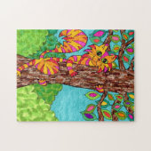Farbenfroher gestreifter Katzenbaum Niedlicher Spa Puzzle (Horizontal)