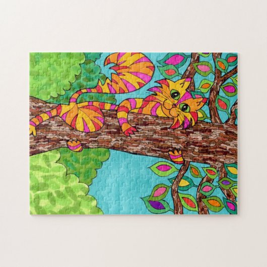 Farbenfroher gestreifter Katzenbaum Niedlicher Spa Puzzle (Horizontal)