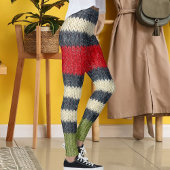 Farbenfroher gestreifter Wollpullover Grafik-Stric Leggings