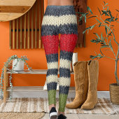 Farbenfroher gestreifter Wollpullover Grafik-Stric Leggings