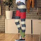 Farbenfroher gestreifter Wollpullover Grafik-Stric Leggings