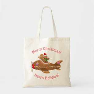 Farbenfroher Gingerbrot Cartoon Tragetasche