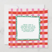 Farbenfroher Gingham "Lass's Party" Individuelle N Einladung (Rückseite)