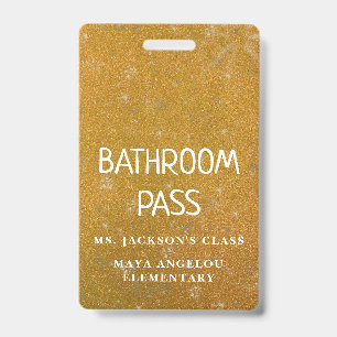 Farbenfroher Glitter-Hall-Pass für die Toilette zu Ausweis