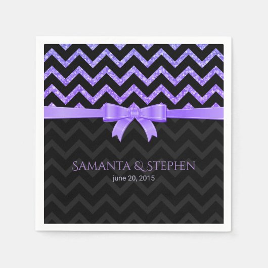 Farbenfroher Glitzer Black Zigzag Zickzack Muster Serviette (Vorderseite)