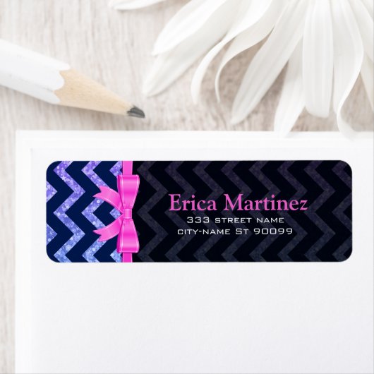 Farbenfroher Glitzer Blue Zigzag Zickzack Muster (Insitu)