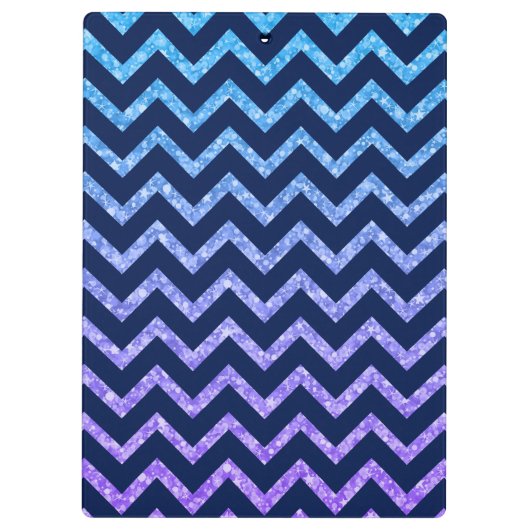 Farbenfroher Glitzer Blue Zigzag Zickzack Muster Klemmbrett (Rückseite)