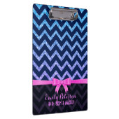 Farbenfroher Glitzer Blue Zigzag Zickzack Muster Klemmbrett (Rechts)