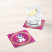 Farbenfroher Glitzer Einhorn Rosa Untersetzer (Vor Ort)