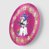 Farbenfroher Glitzer Rosa Einhorn Große Wanduhr (Winkel)