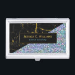 Farbenfroher Glitzer und schwarzer Marmor Visitenkarten Etui<br><div class="desc">Elegantes modernes geometrisches Design mit farbenprächtigem Glitzer mit schwarzem Marmor mit goldenen Akzenten.</div>