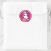 Farbenfroher Glitzer Unicorn Pink Vielen Dank Runder Aufkleber (Tasche)