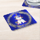 Farbenfroher Glitzer Unicorn Untersetzer (angewinkelt)