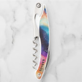 Farbenfroher glitzernder Achat-Texturhintergrund Kellnermesser (Vorderseite)