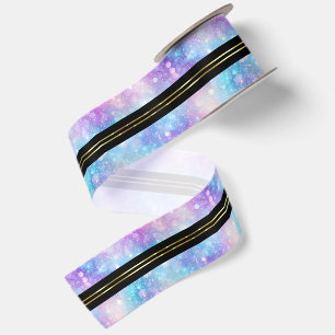 Farbenfroher glitzernder Hintergrund mit glänzende Satinband