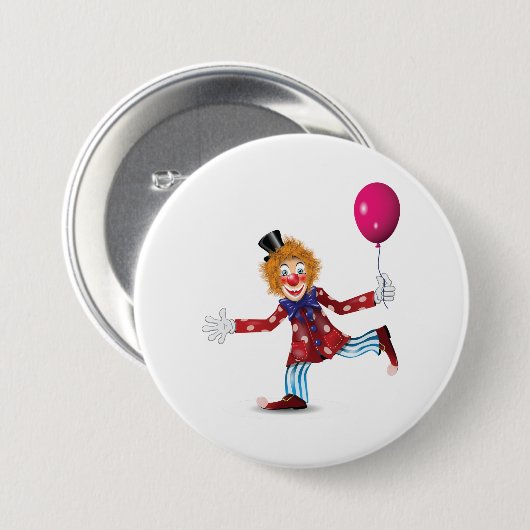 Farbenfroher glücklicher Clown mit Balloon Fun Cir Button (Vorne & Hinten)