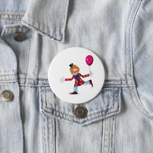 Farbenfroher glücklicher Clown mit Balloon Fun Cir Button (Beispiel)
